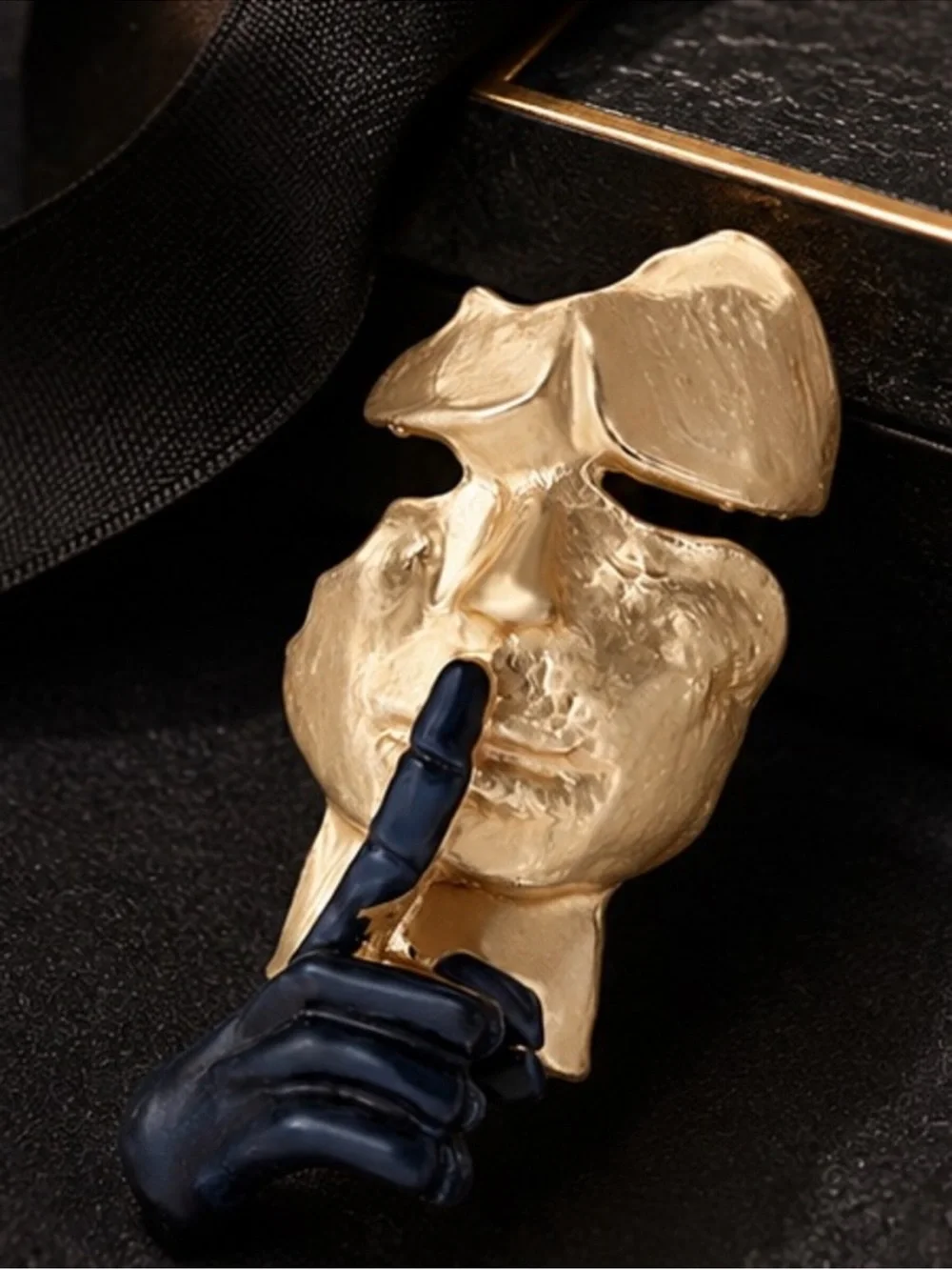 Gold & Navy Statement Ring - Shh Pose